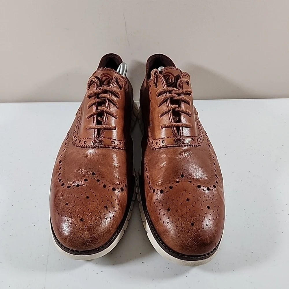 Cole Haan ZeroGrand Wingtip Oxford Shoe Leather British Tan C14493 Mens 11.5 M - Picture 2 of 11